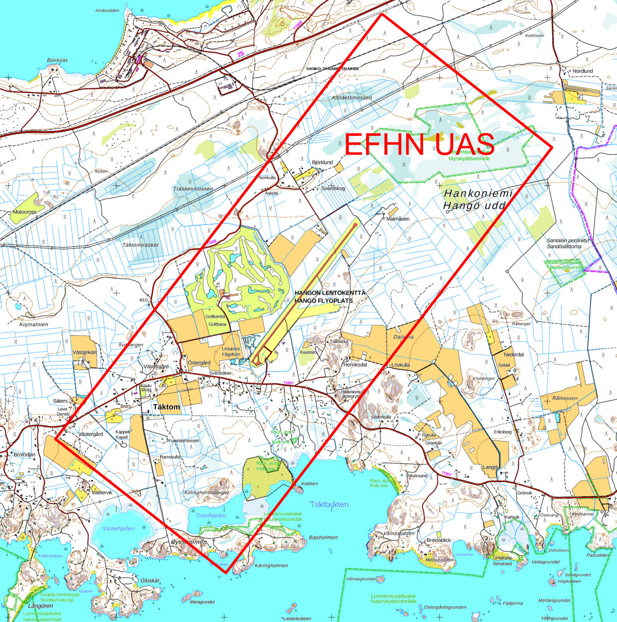 Hanko (EFHN) rajoittava UAS-ilmatilavyöhyke | Droneinfo