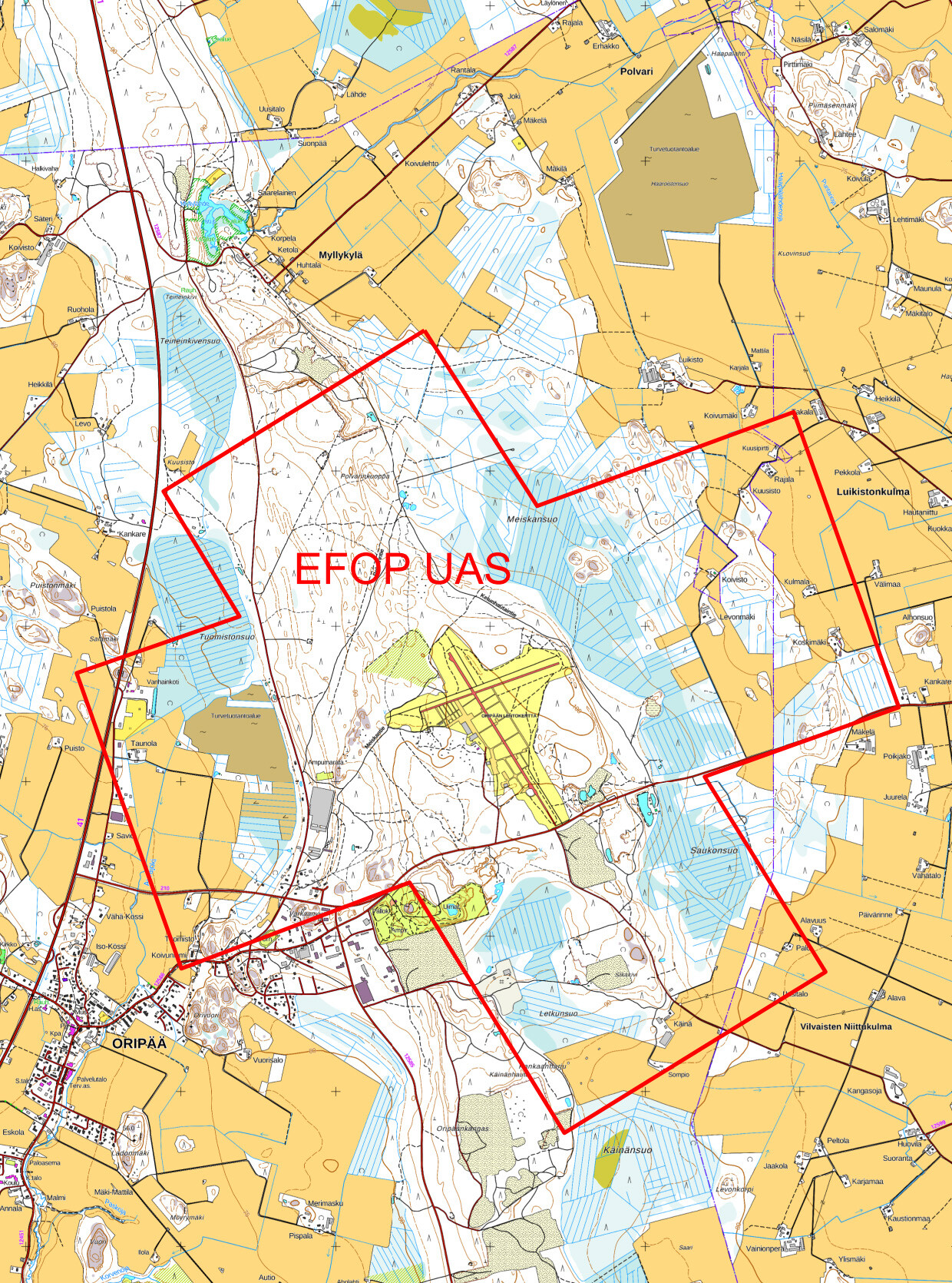 Oripää (EFOP) rajoittava UAS-ilmatilavyöhyke | Droneinfo