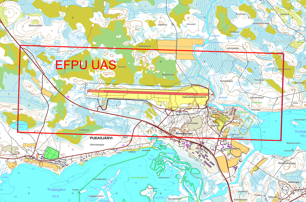 Pudasjärvi (EFPU) rajoittava UAS-ilmatilavyöhyke | Droneinfo