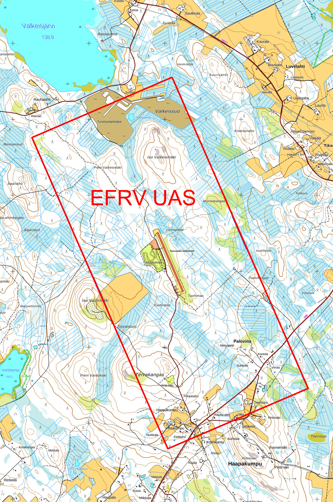 Kiuruvesi (EFRV) rajoittava UAS-ilmatilavyöhyke | Droneinfo